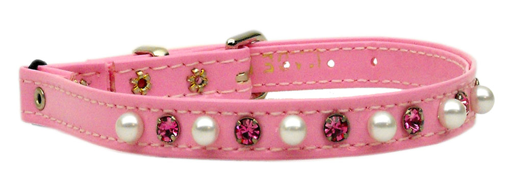 Cat Safety w/ Band Patent Pearl and Crystals Pink 10